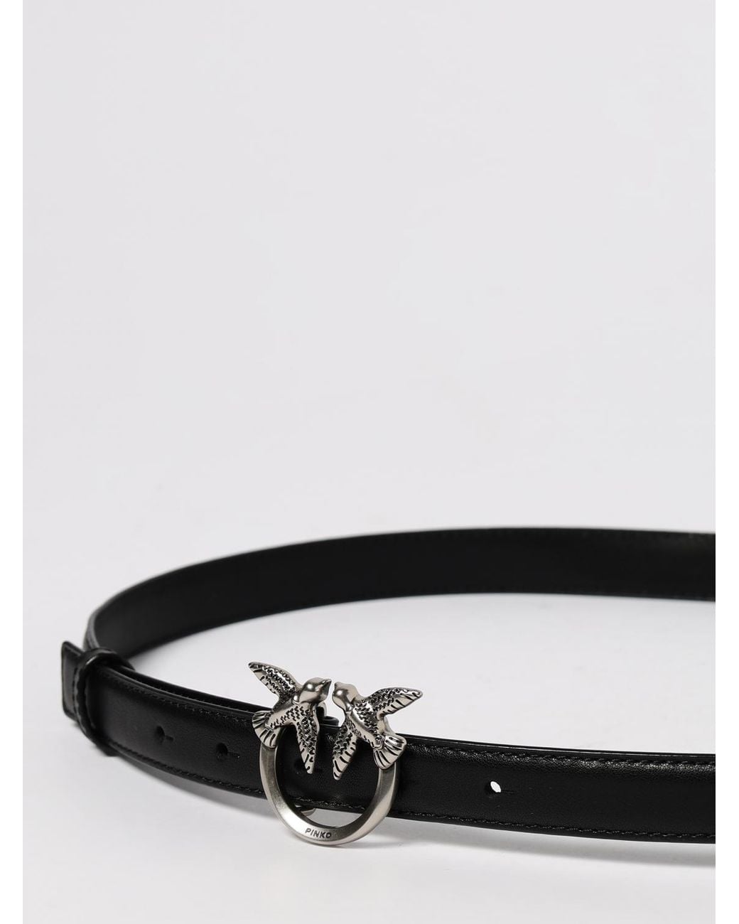 Pinko White Love Berry Leather Belt