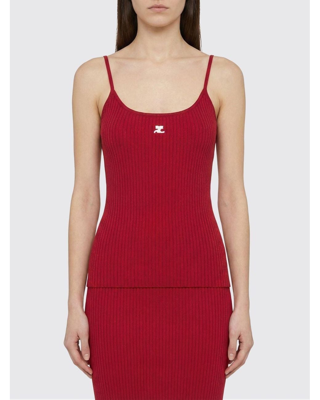 Courreges Red CourrÈ Ges Ribbed Jersey Tank Top