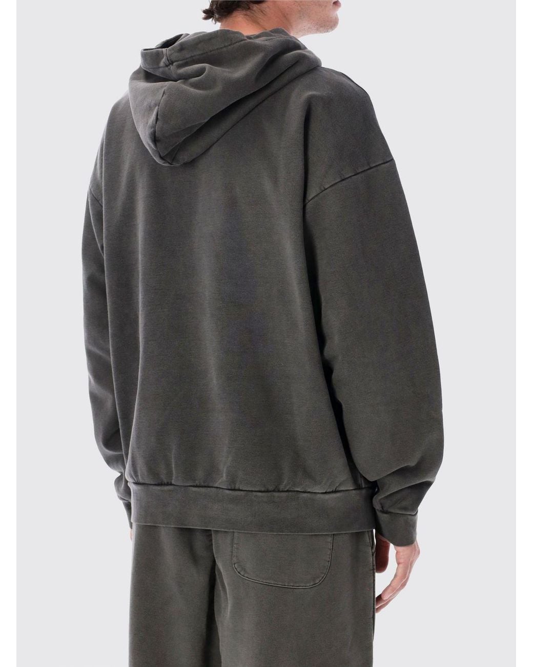 Obey Gray Relaxed Fit Cotton Hoodie Sweatshirt With Pouch Pocket And Logo for men