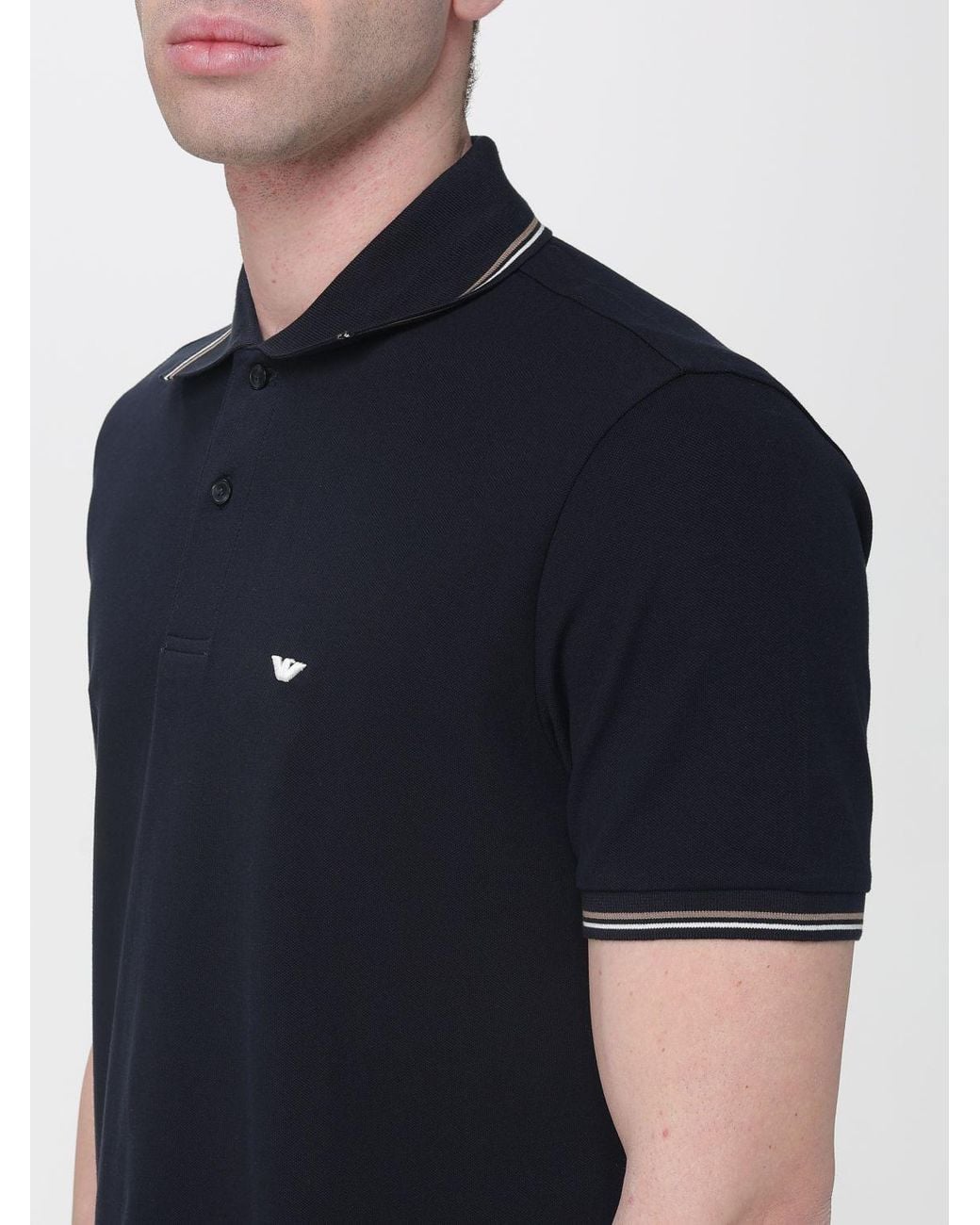 Emporio Armani Blue Stretch Cotton Polo Shirt for men