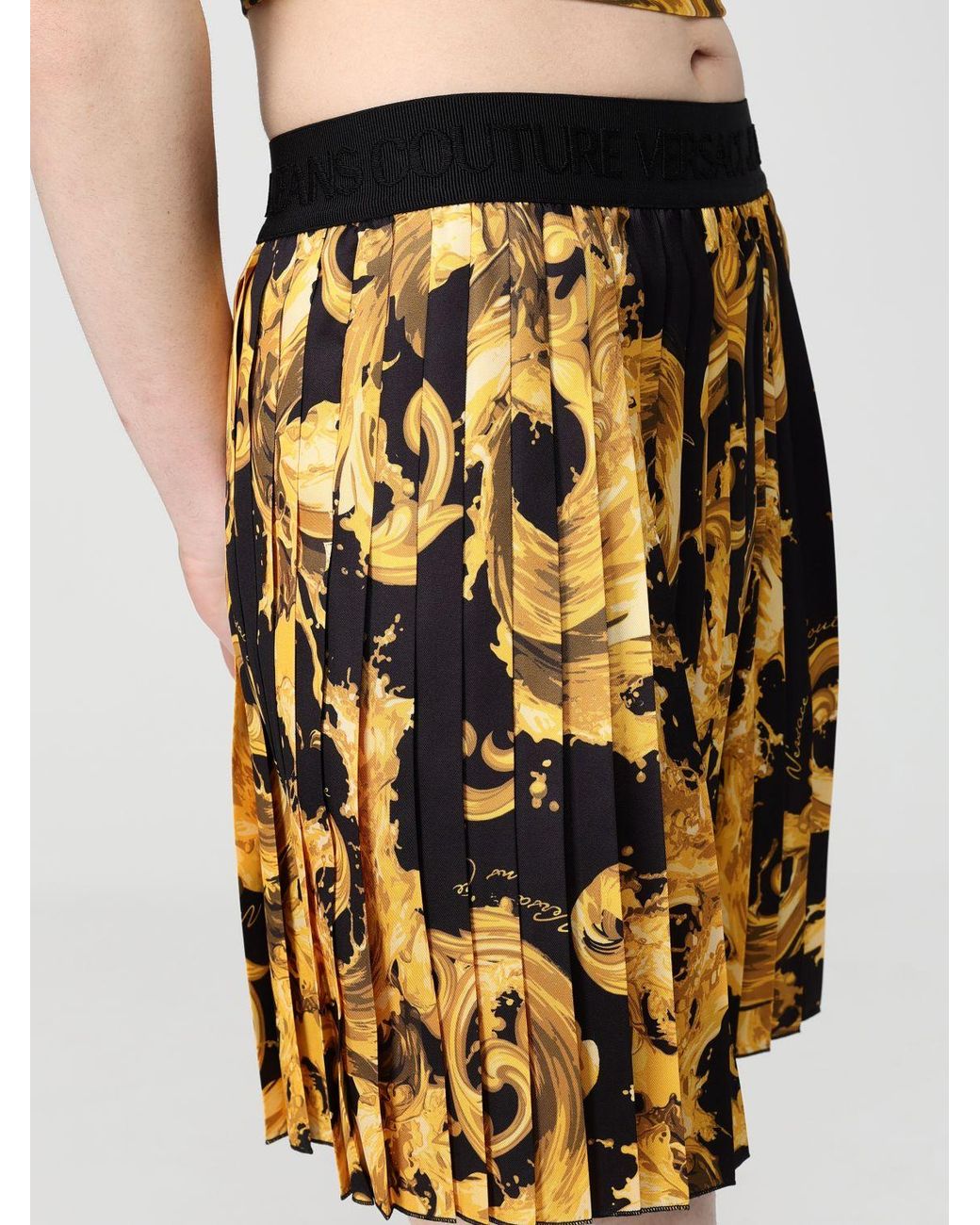 Versace Jeans Couture Black Pleated Crêpe Skirt