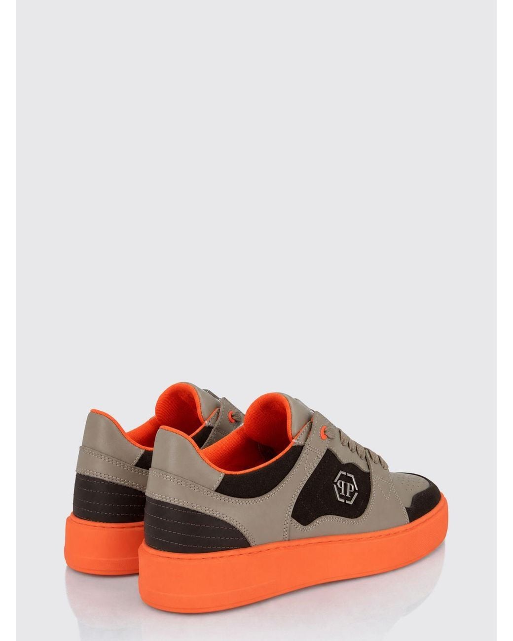 Philipp Plein Red Bicolour Leather And Suede Low-Top Trainers With Hexagon Logo for men