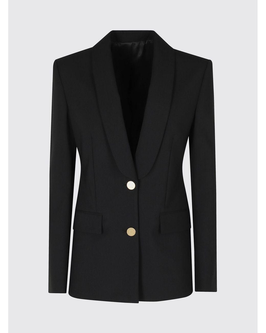 Alberta Ferretti Blue Slim Fit Single-Breasted Wool Blend Blazer With Shawl Collar