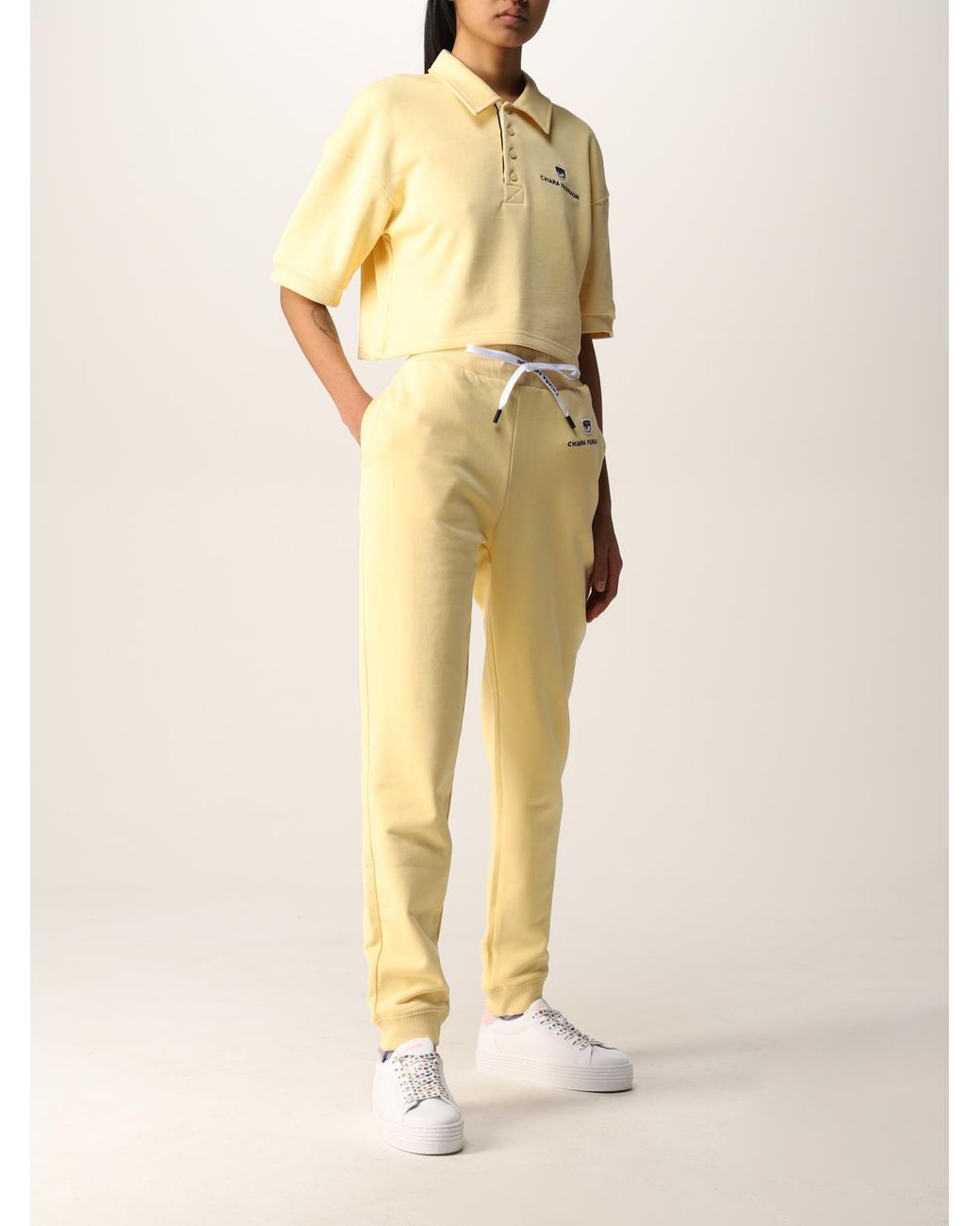 Chiara Ferragni Yellow Cotton Polo Shirt With Logo