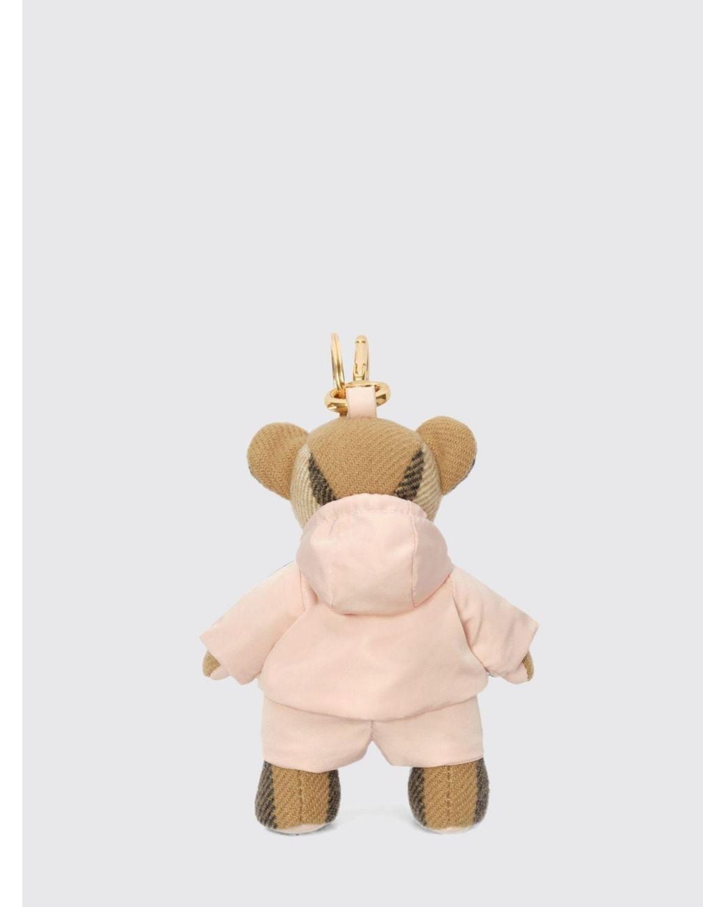 Burberry Pink Thomas Bear Pure Cashmere Keychain With Engraved Ekd Logo
