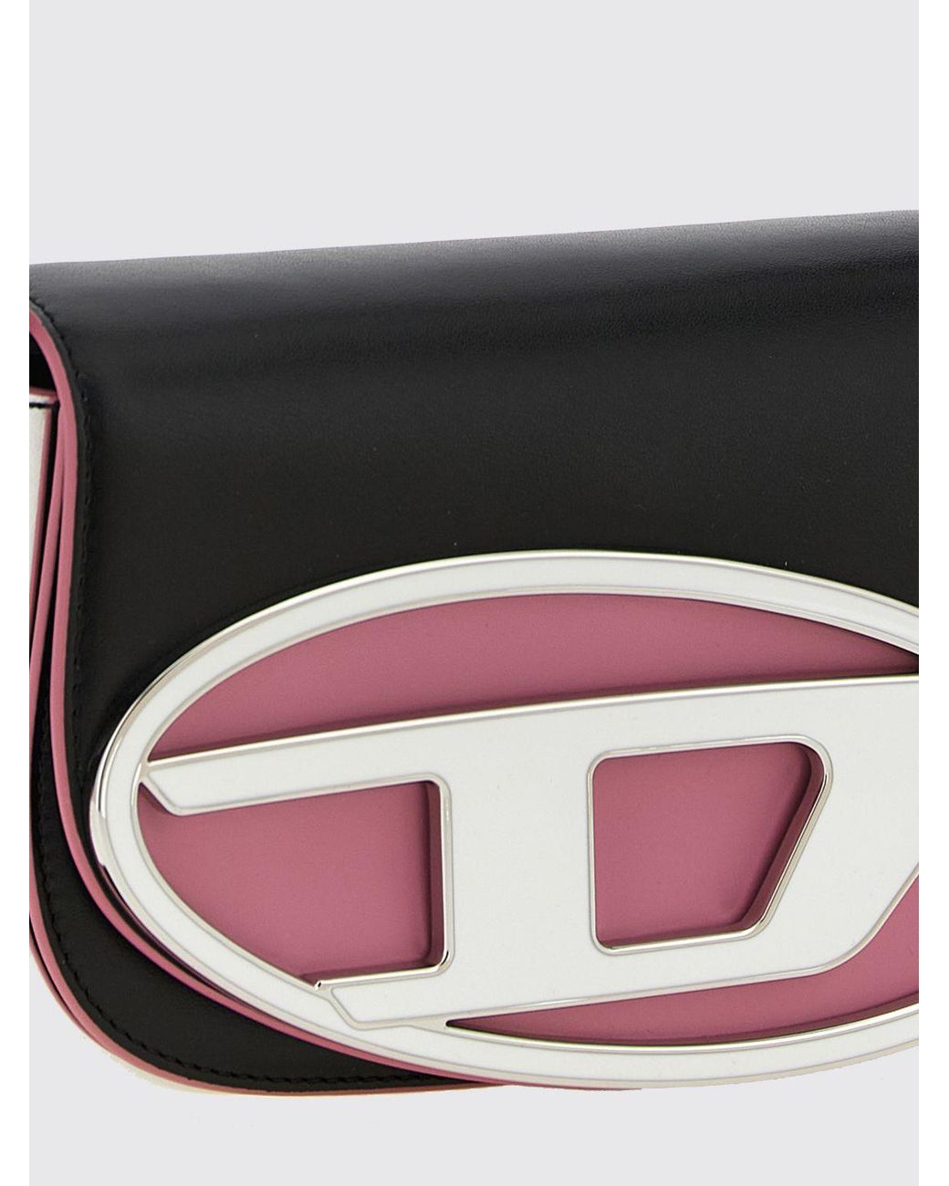 DIESEL Black 1Dr Patterned Nappa Leather Shoulder Bag With Oval D Logo