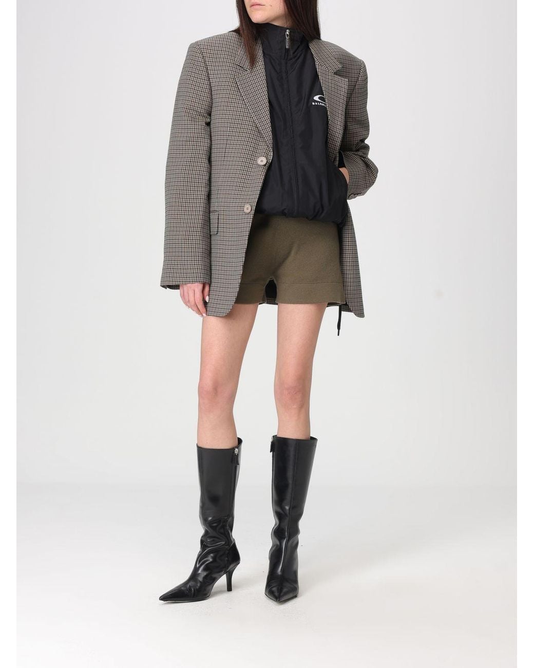 Balenciaga Gray Vichy Lyocell Blazer