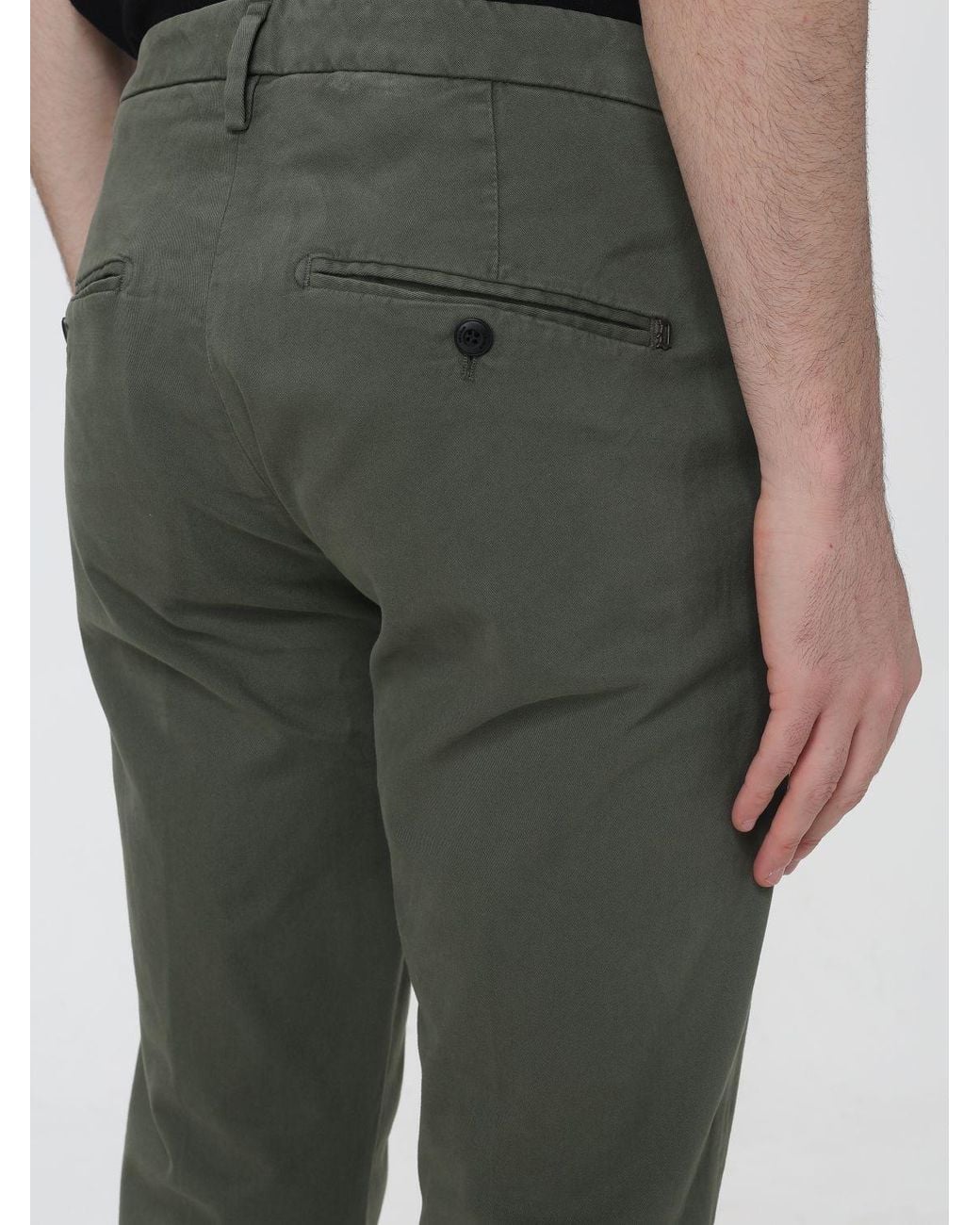 Dondup Green Gaubert Slim Fit Mid-Rise Velvet Chino Trousers for men