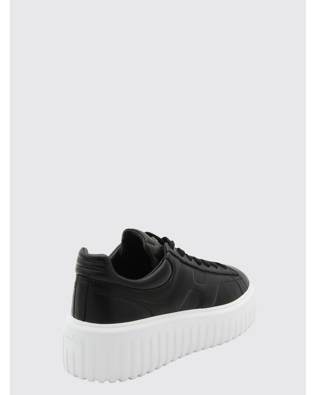 Hogan Black H-Stripes Smooth Calfskin Platform Trainers With Embossed Logo