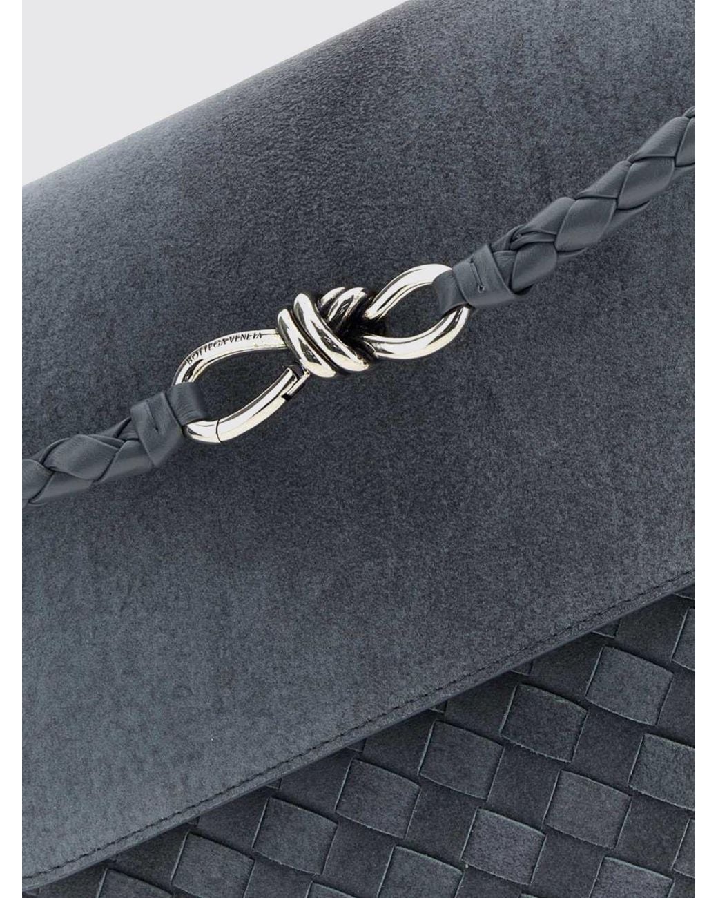 Bottega Veneta Gray Andiamo Intrecciato Suede Lambskin Messenger Bag for men