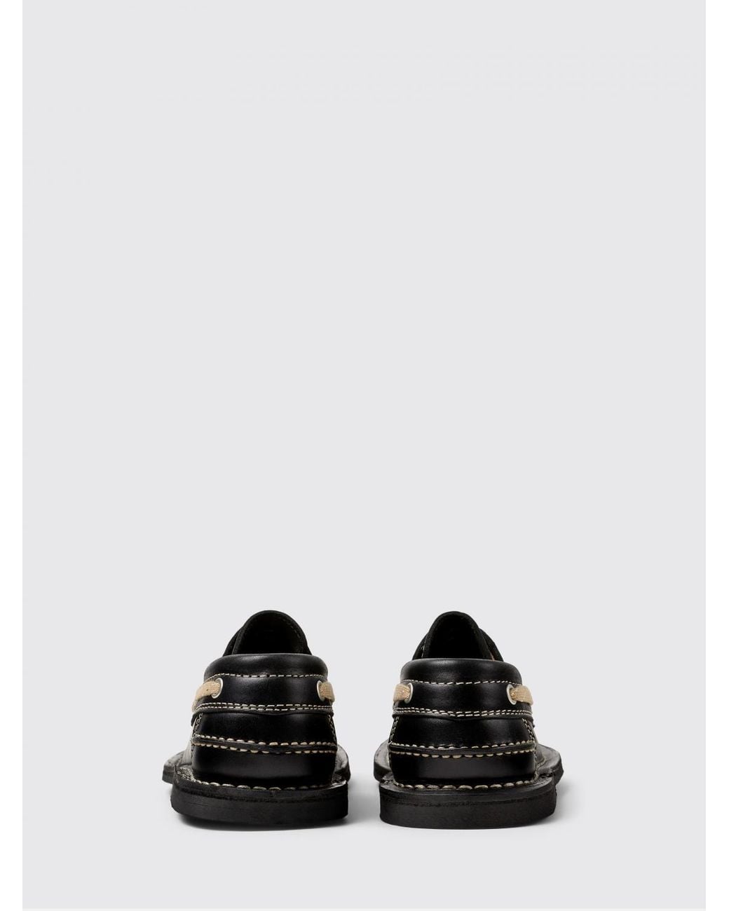 CAMPERLAB Black Eki Leather Boat Loafer With Contrast Stitching for men