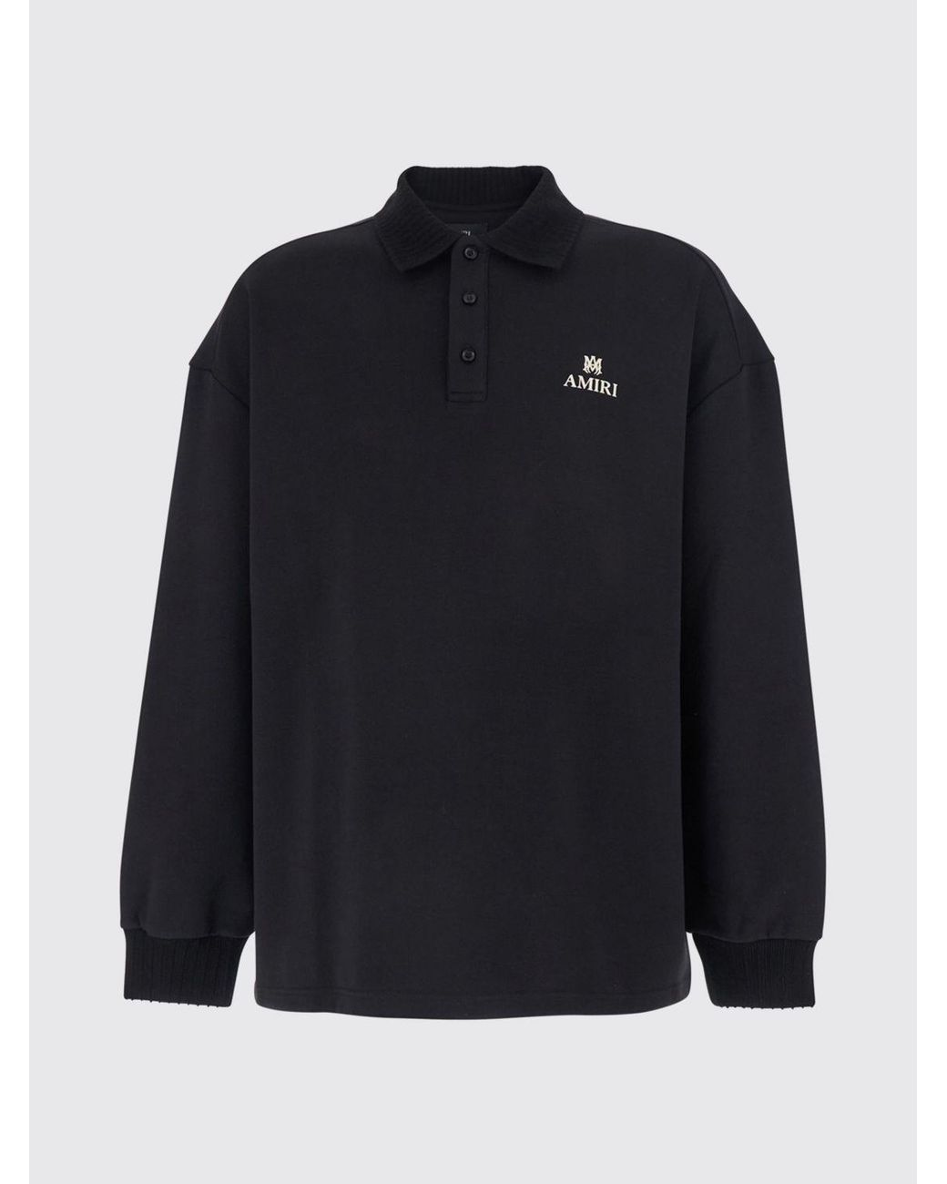 Amiri Blue Relaxed Fit Long-Sleeve Cotton-Blend Polo With Contrast Logo for men
