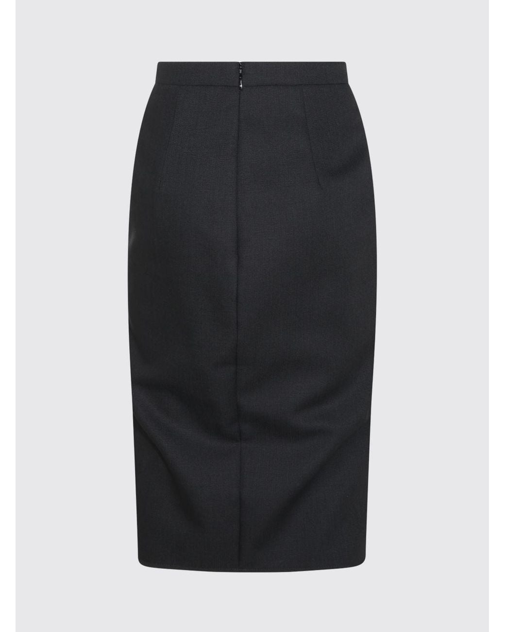 Elisabetta Franchi Black High-Waisted Virgin Wool Midi Pencil Skirt