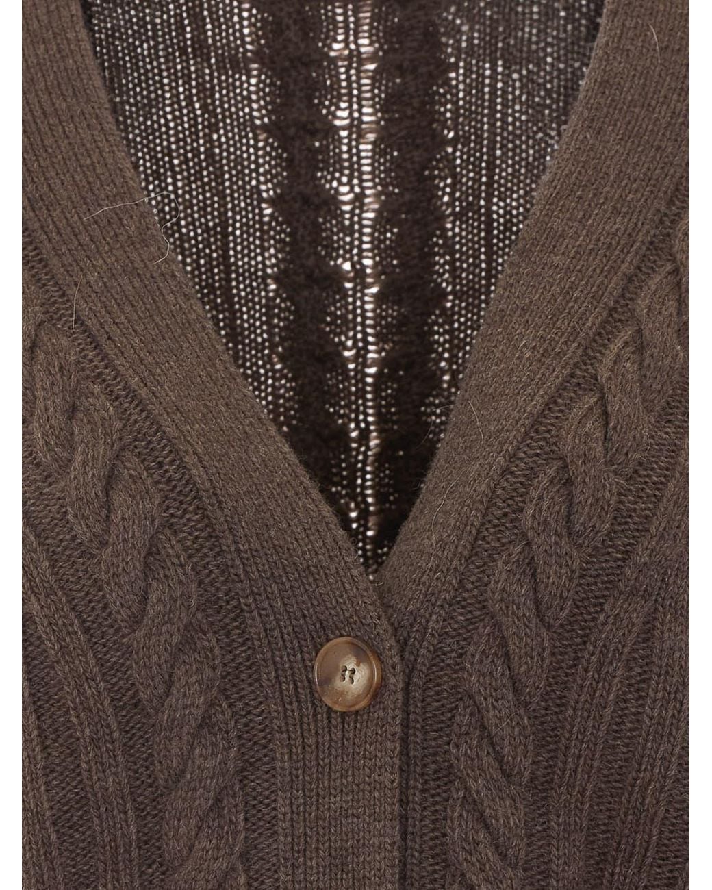 Etro Brown Cardigan Aus Wollmischung Mit V-Ausschnitt Und Knopfleiste