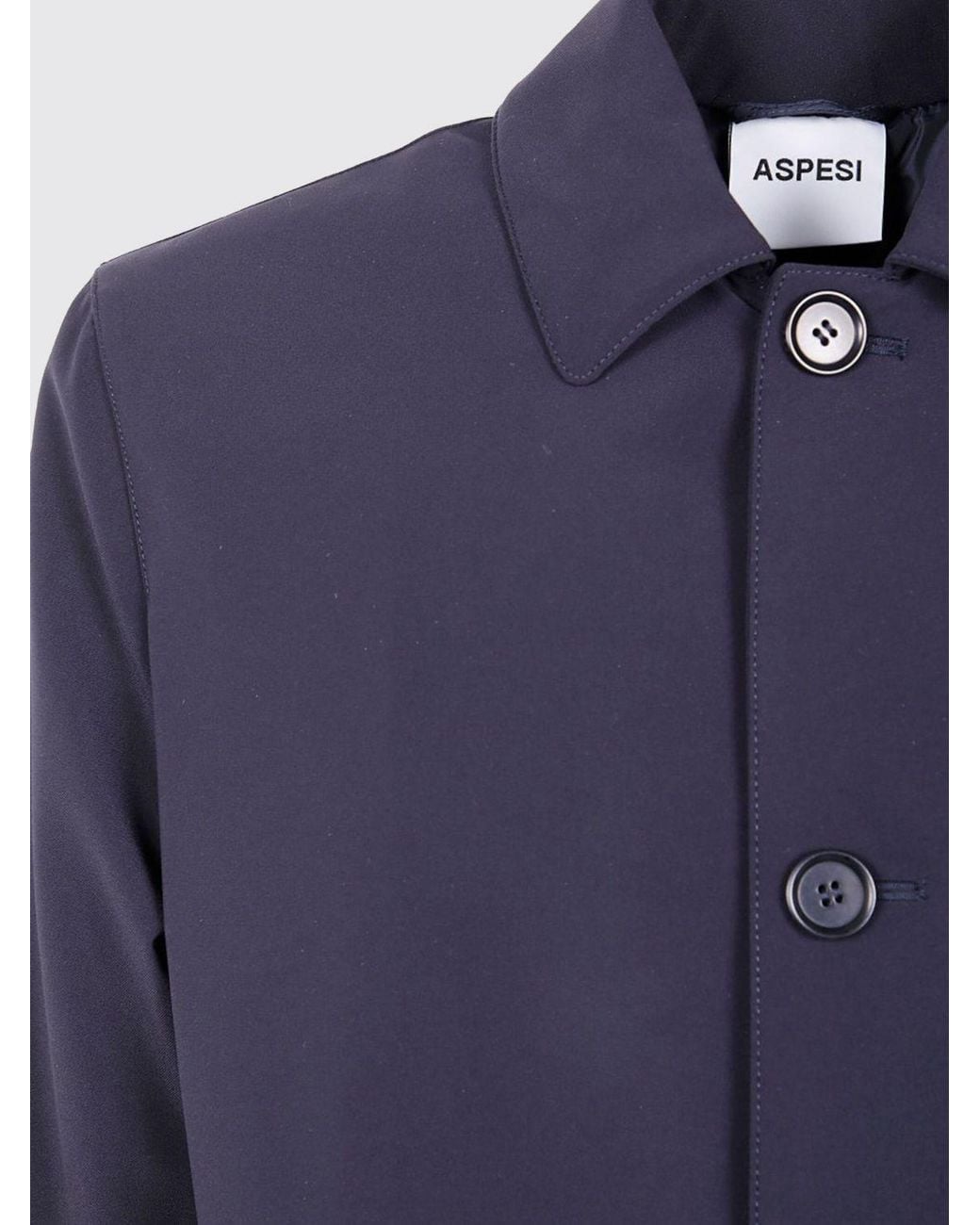 Aspesi Blue Single-Breasted Knee-Length Trench Coat for men