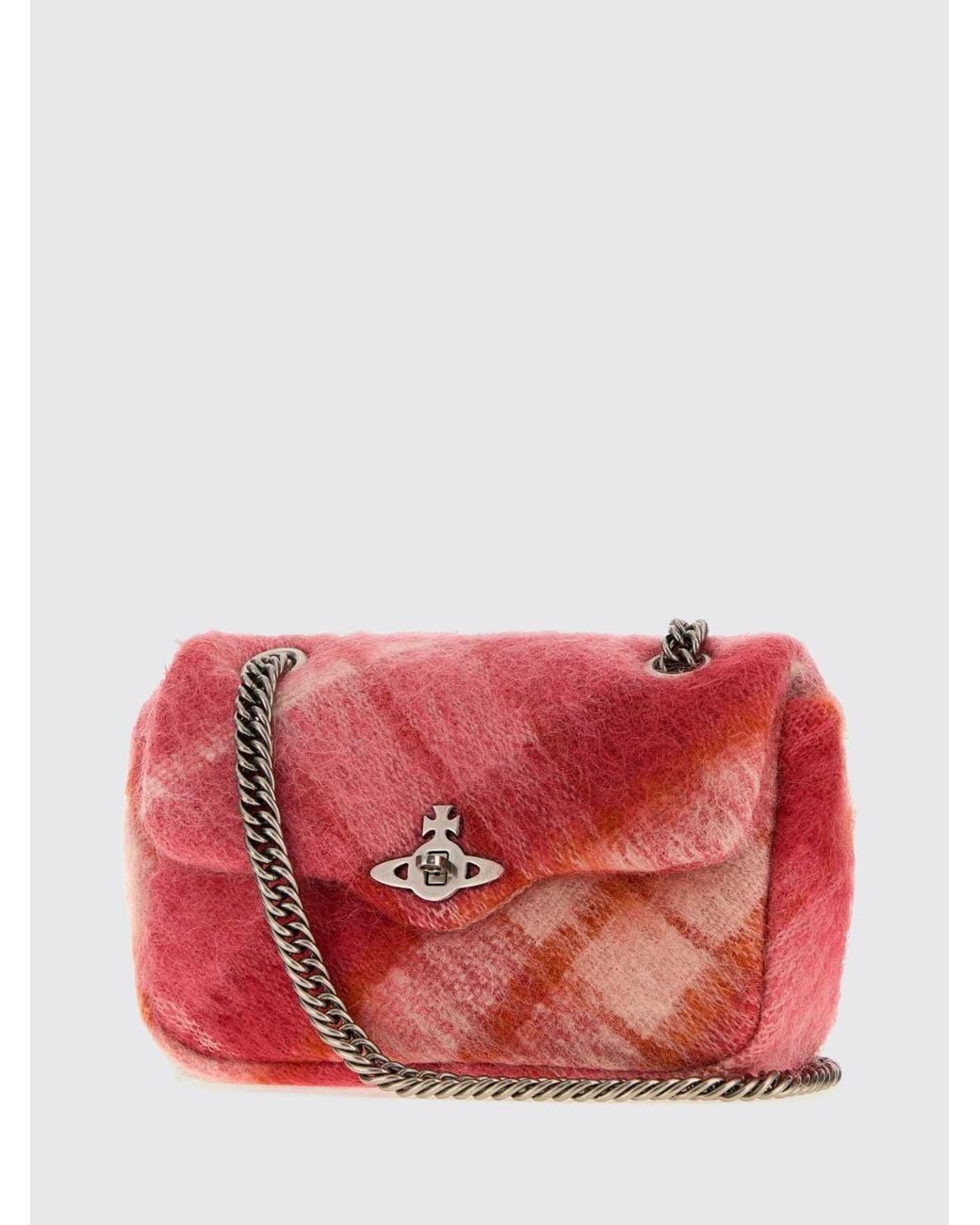 Vivienne Westwood Red Anita Check Wool And Mohair Mini Shoulder Bag