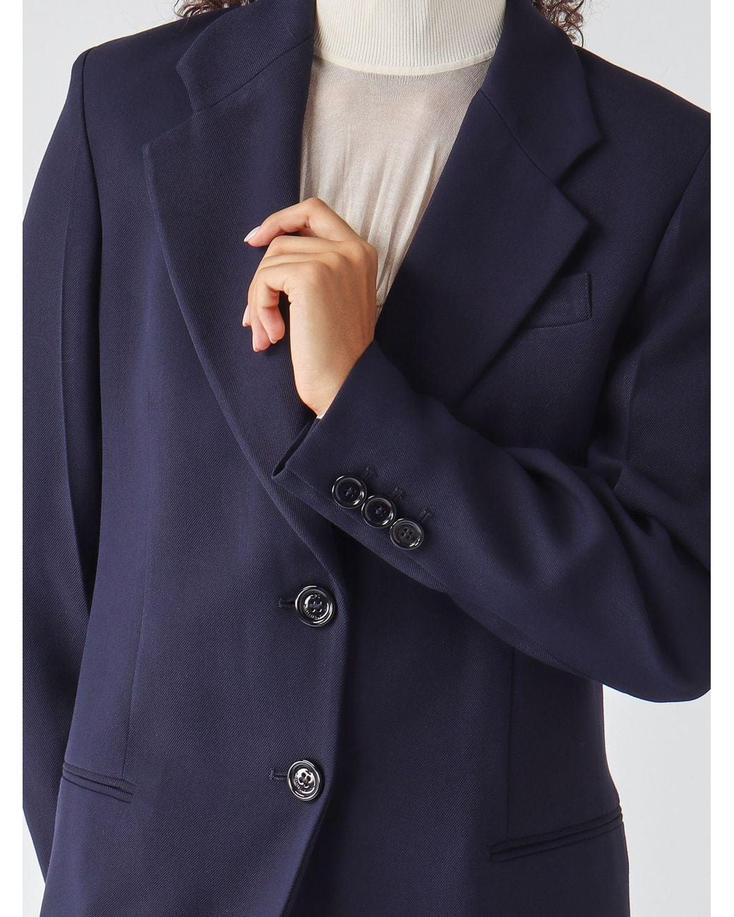 Elisabetta Franchi Blue Single-Breasted Gabardine Blazer With Peak Lapels