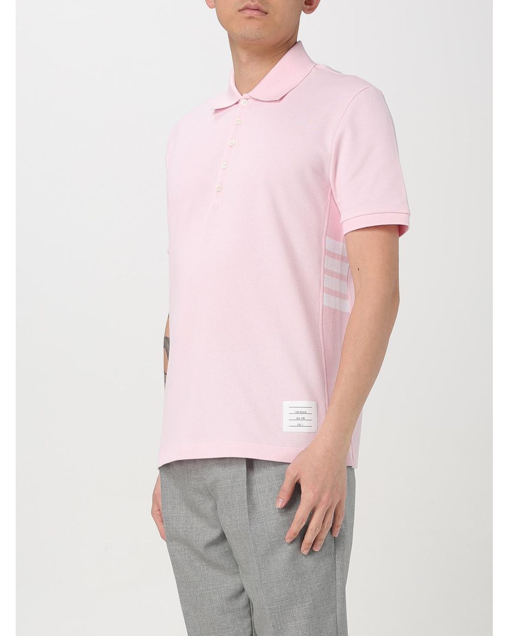 Thom Browne Pink Basic Cotton Polo Shirt for men