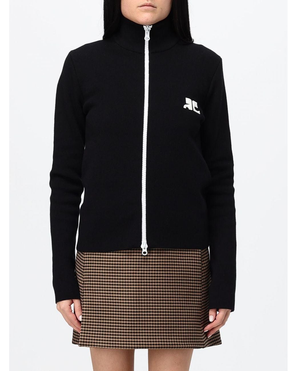 Courreges Black CourrÈ Ges Slim-Fit Wool Turtleneck Jumper With Zip And Contrasting Logo