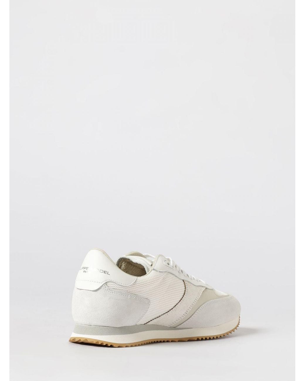 Baskets Basses En Cuir De Veau Et Mesh Avec Logo Laminé Philippe Model pour homme en coloris White
