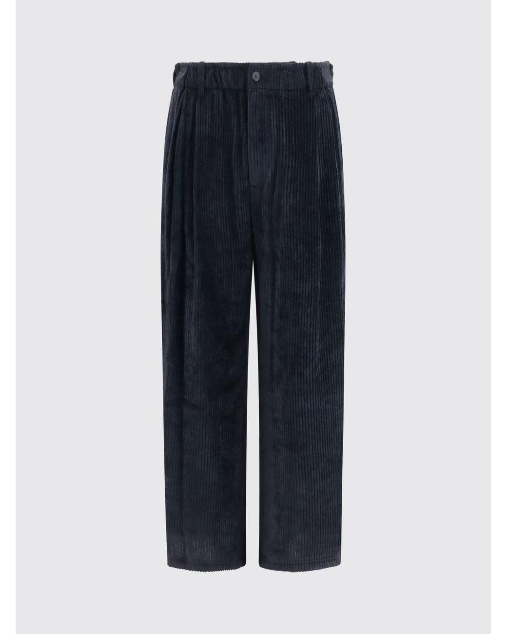 Giorgio Armani Blue Wide-Leg Corduroy Trousers With Flap Pockets for men