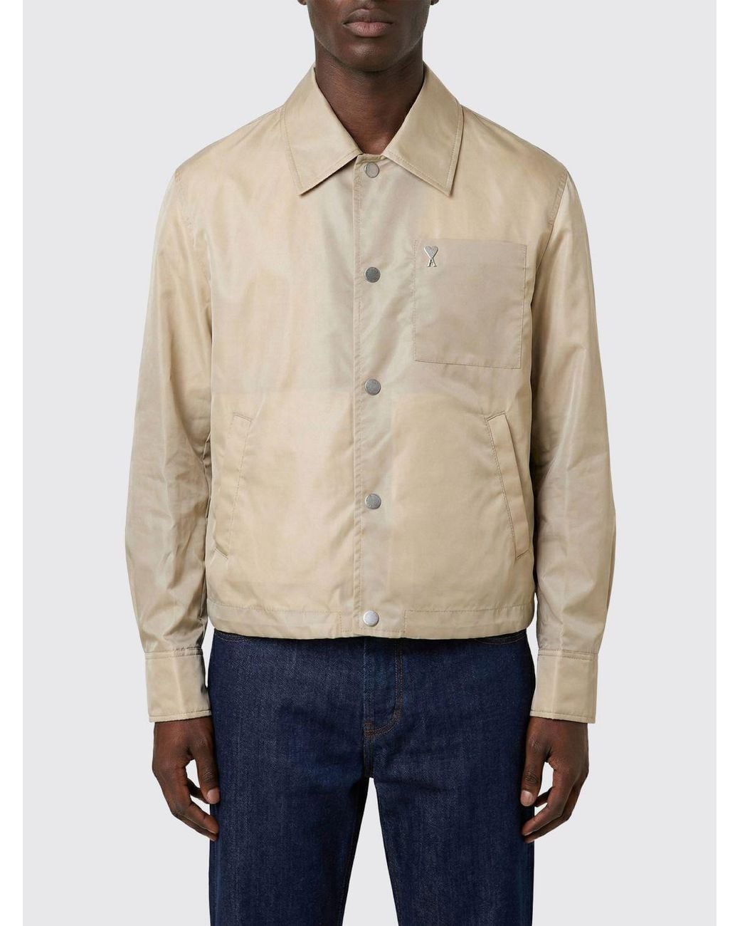 AMI Blue Nylon Overshirt for men