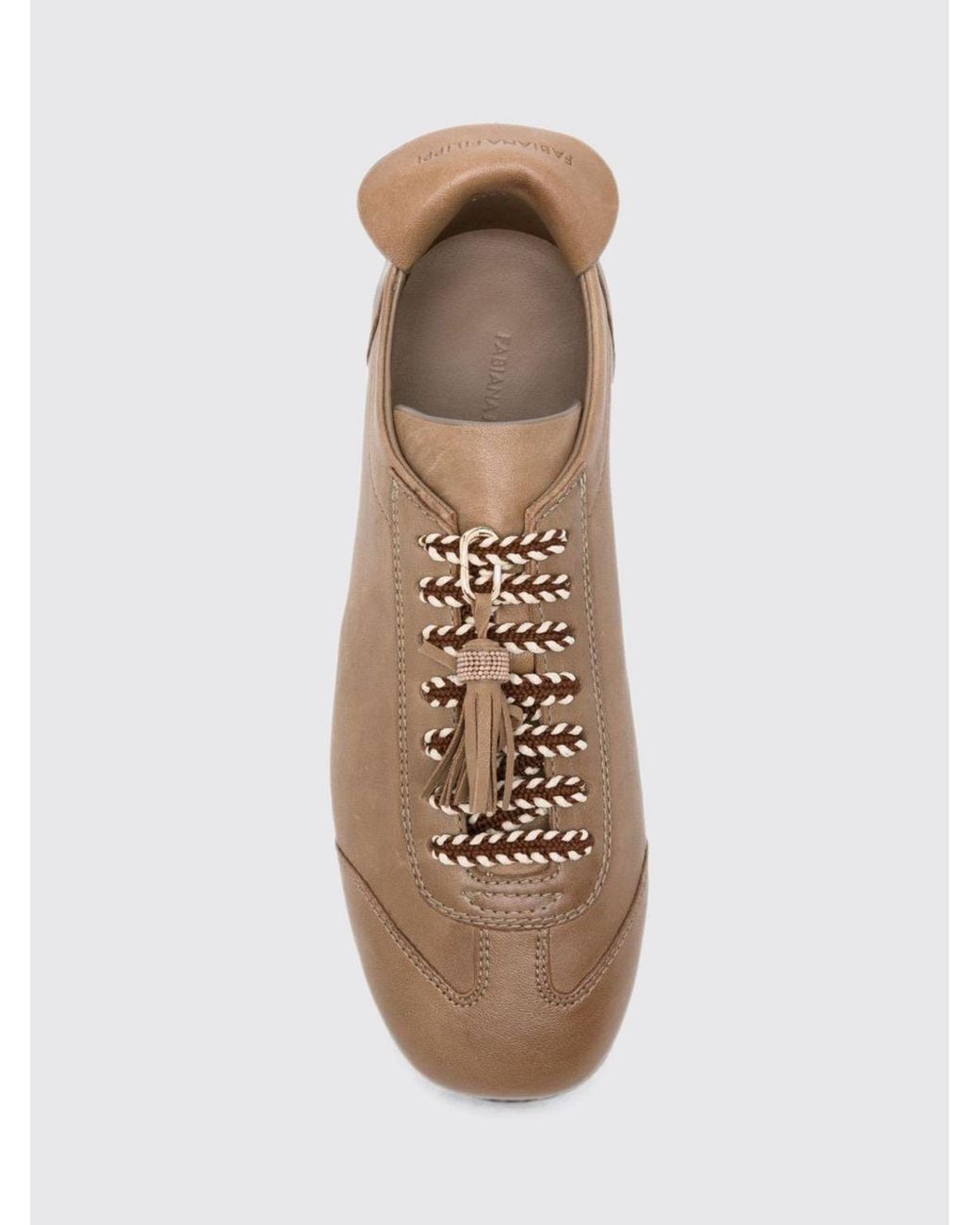 Fabiana Filippi Brown Low Top Smooth Leather Sneakers With Tassels And Round Toe