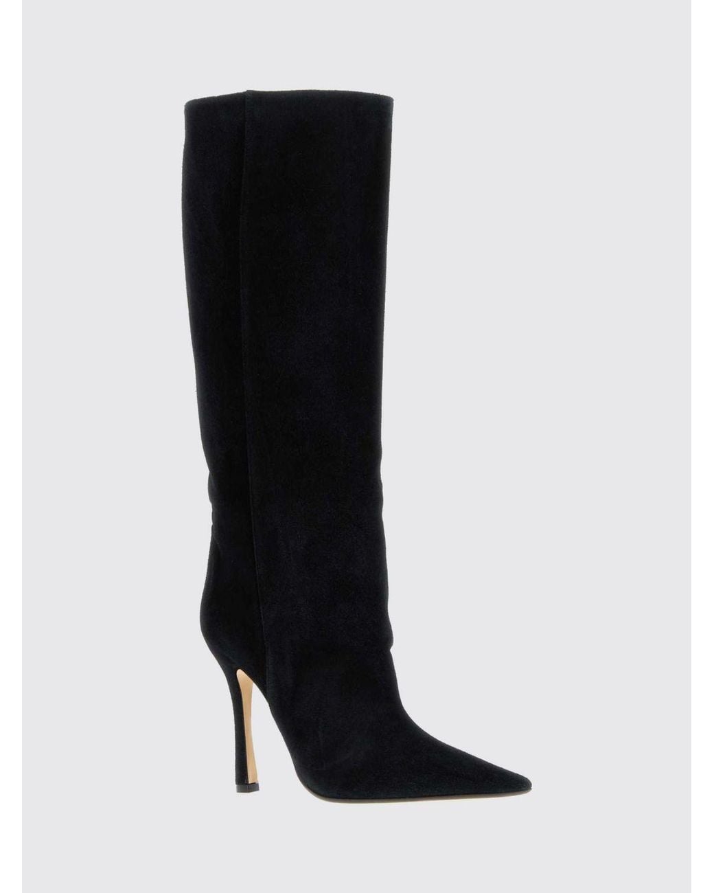 Gucci Black Naomi Suede Knee-High Boots With Stiletto Heel