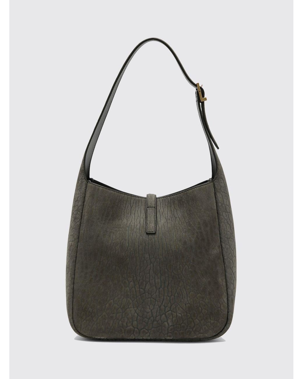 Saint Laurent Black Le 5 À 7 Hammered Leather Shoulder Bag With Ysl Monogram