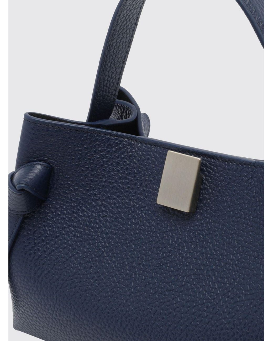 Yuzefi Blue Gyoza Grained Calfskin Leather Mini Bag With Shoulder Strap