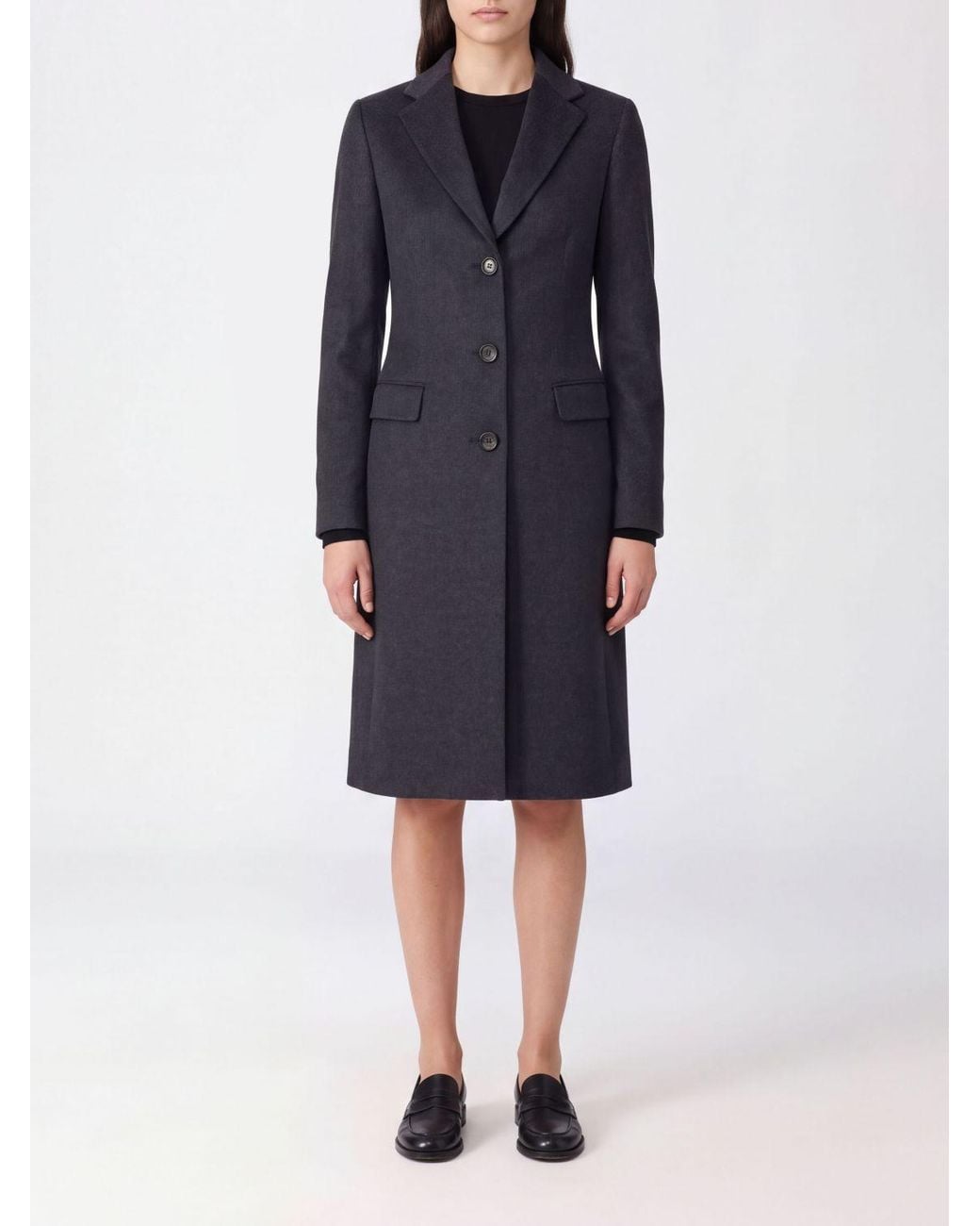Tagliatore Blue Long Single-Breasted Virgin Wool And Cashmere Coat With A Slim Fit