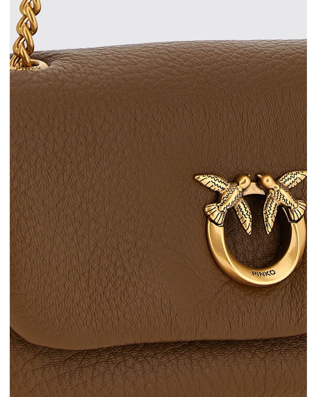 Pinko White Click Soft Horizontal Classic Monogram Lamb Leather Shoulder Bag