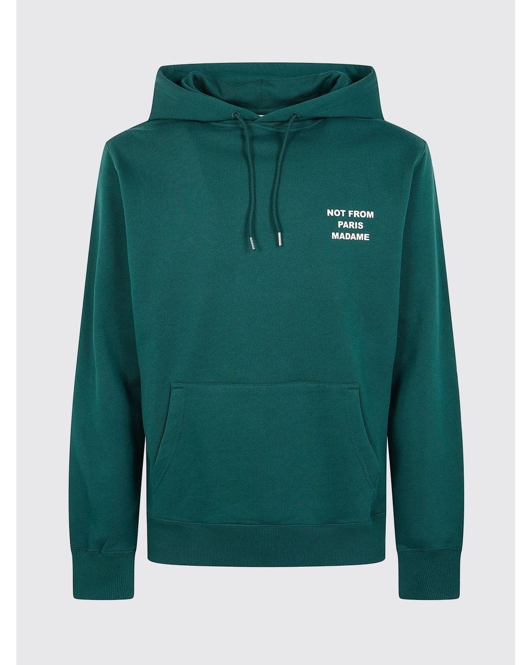 Drole de Monsieur Green Relaxed Fit Cotton Hoodie With Slogan Print for men