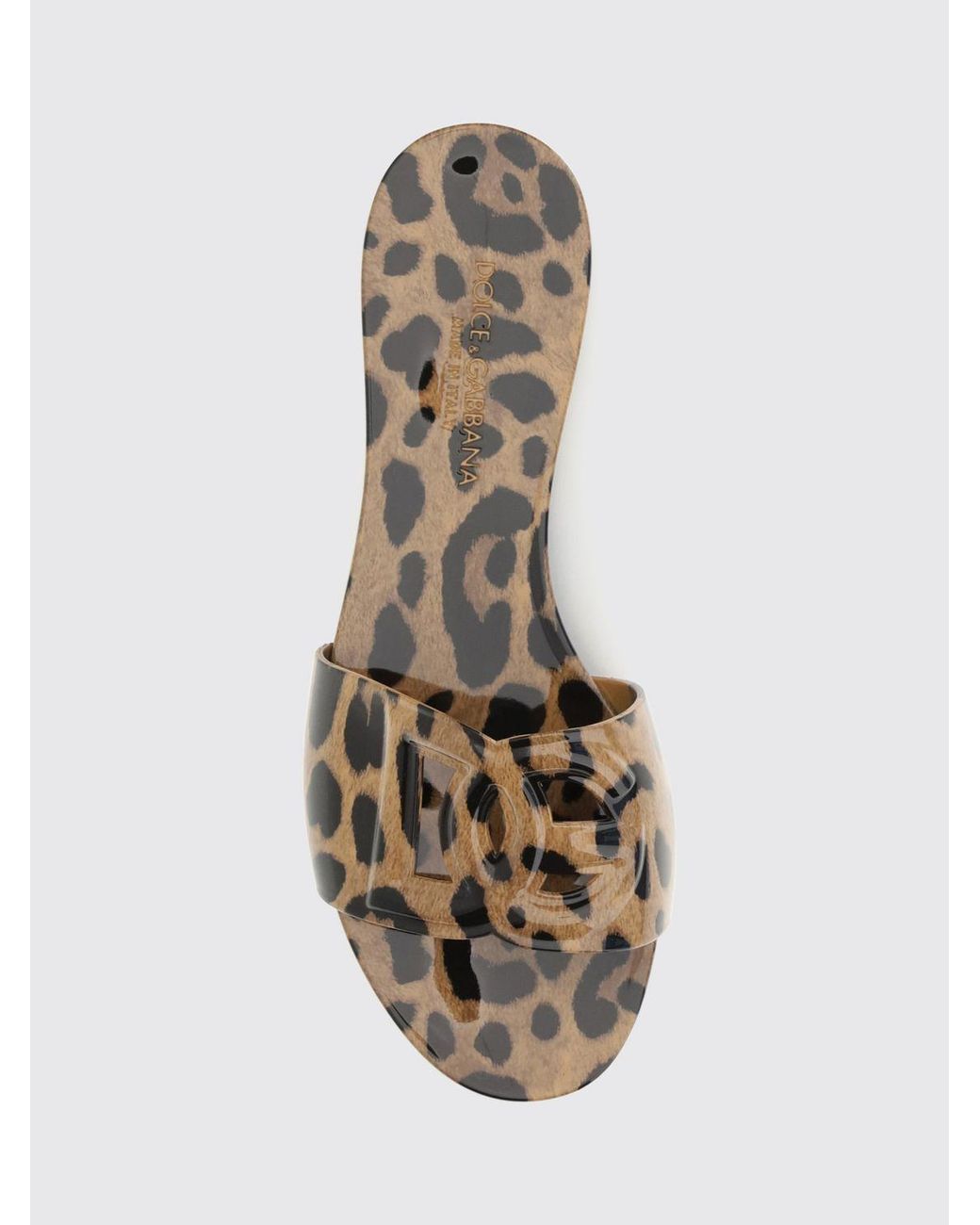 Dolce & Gabbana White Dolce &Amp Gabbana Animal-Print Rubber Slides With Dg Monogram