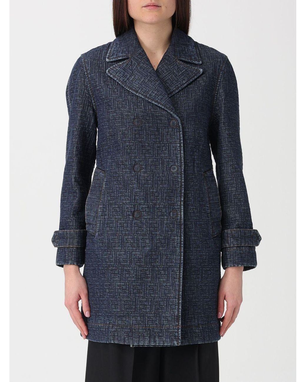 Fendi Blue Double-Breasted Cotton Denim Jacket