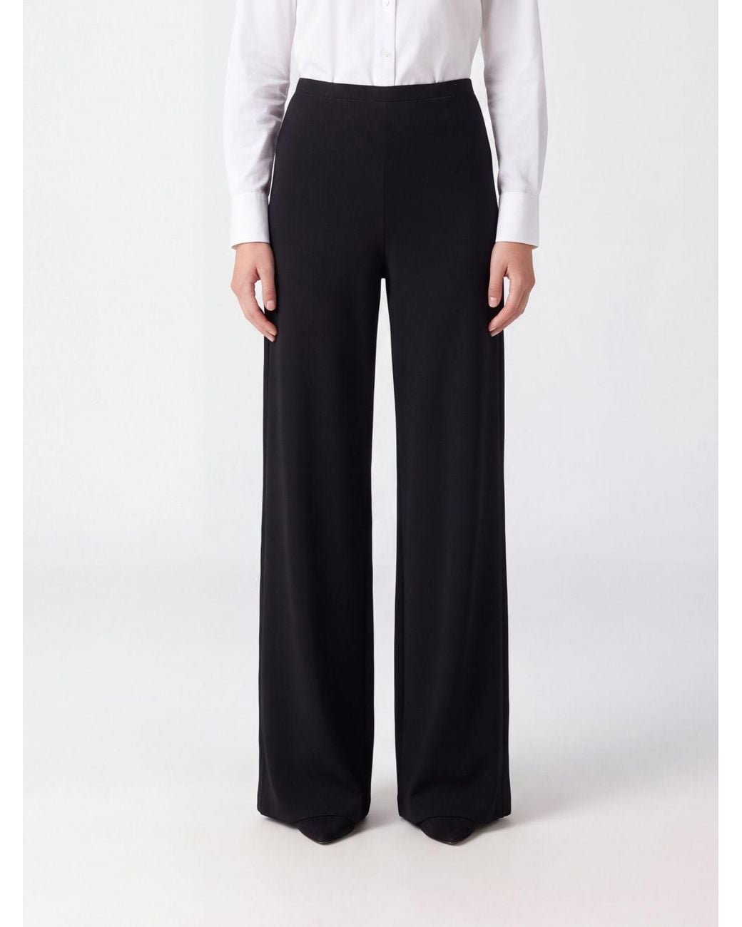 Norma Kamali Blue High-Waisted Elasticated Wide-Leg Jersey Trousers
