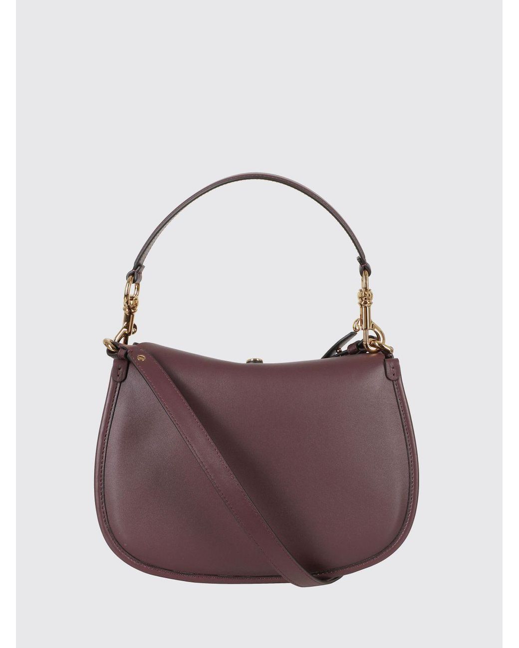 Etro Purple Pony Smooth Leather Shoulder Bag With Pegaso Logo And Removable Strap