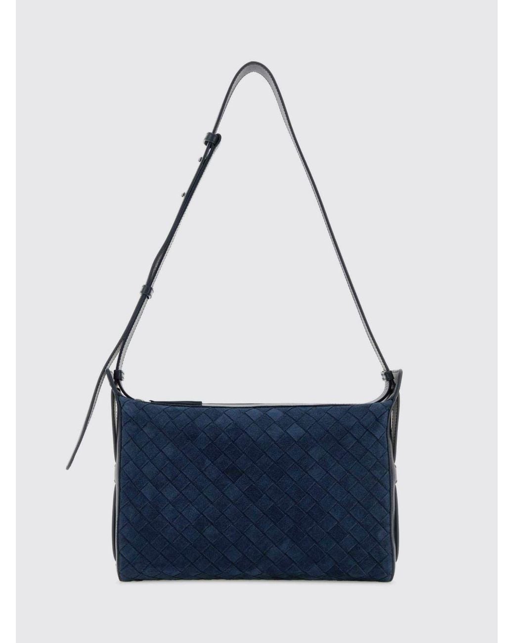Bottega Veneta Blue Tribeca Woven Suede Shoulder Bag for men