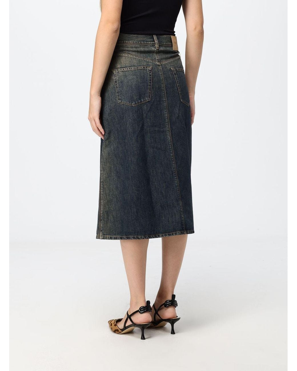 Fendi Black High-Waisted A-Line Midi Skirt