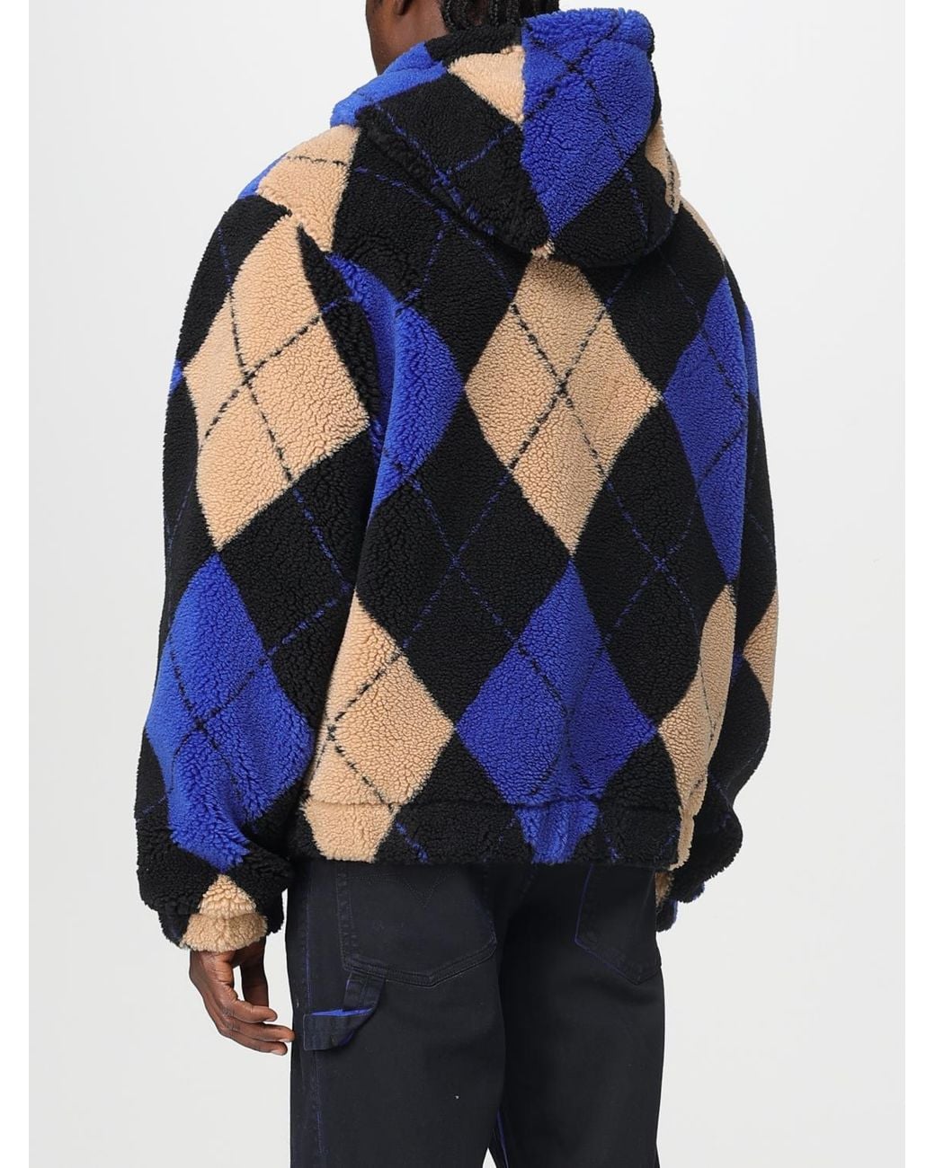 Versace Jeans Couture Blue Fur Jacket With Hood for men