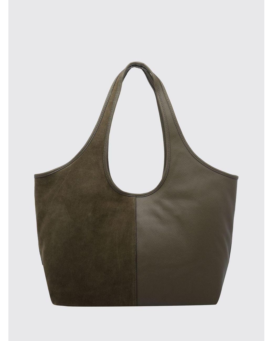 Michael Kors Gray Henly Grained Leather And Suede Tote Bag With Metal Logo