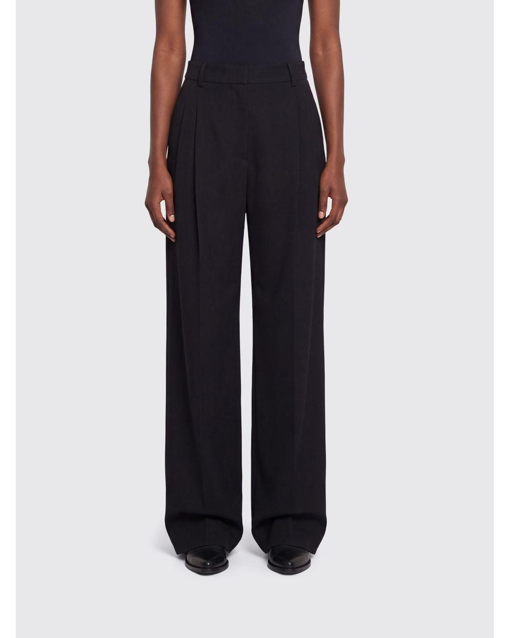 Stella McCartney Black High-Waisted Wool Palazzo Trousers With Pleats