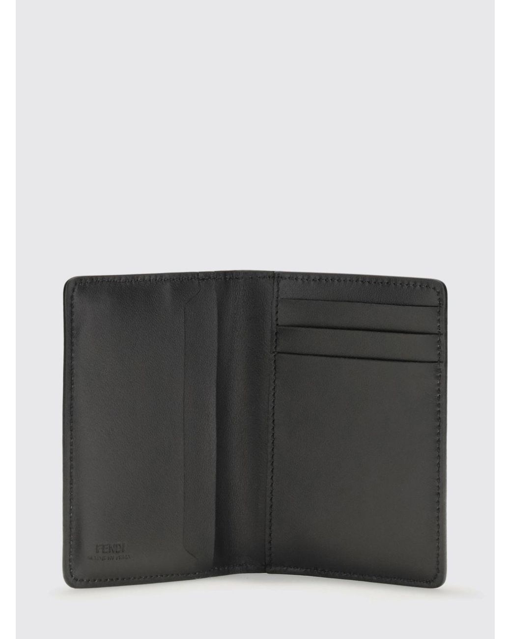 Fendi Black Squared Ff Leather Credit Card Holder for men