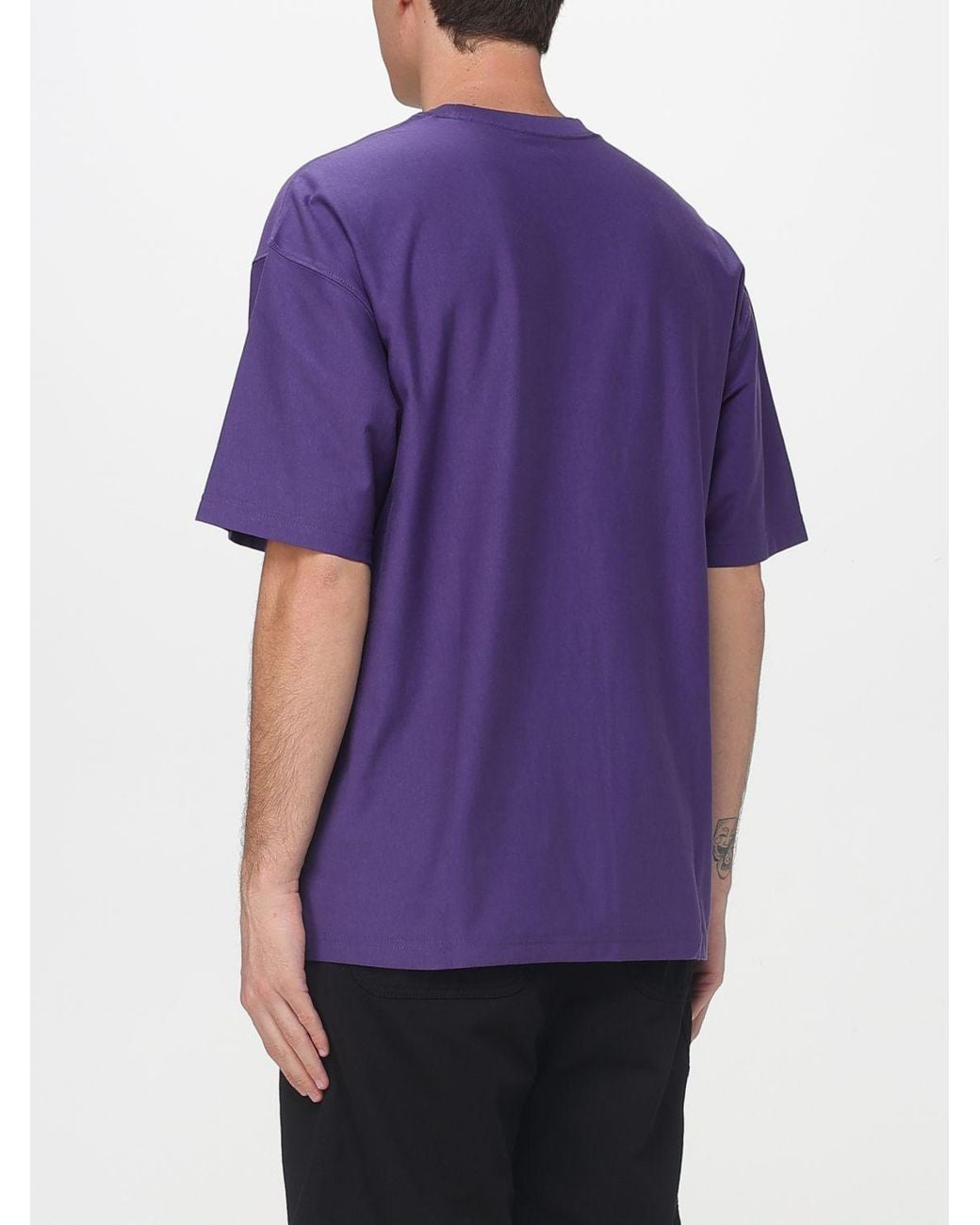 Carhartt Purple Cotton Crew Neck T-Shirt With Logo for men