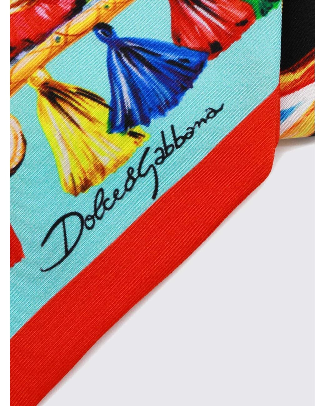 Dolce & Gabbana White Dolce &Amp Gabbana Pure Silk Foulard With Carretto Siciliano Print