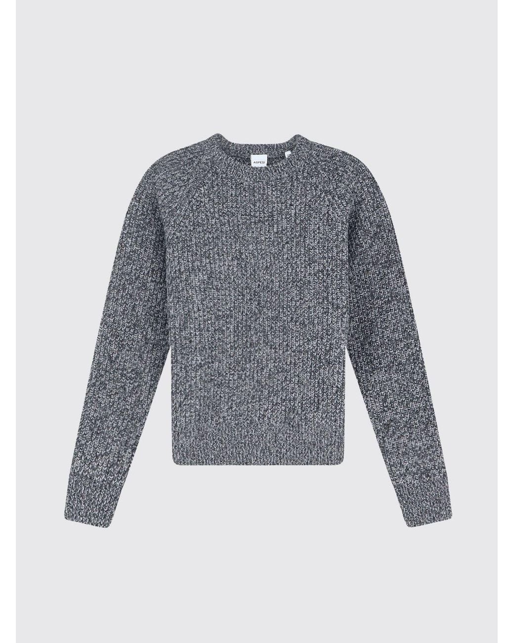 Aspesi Blue Langärmliger Pullover Aus Reiner Wolle Mit Rundhalsausschnitt