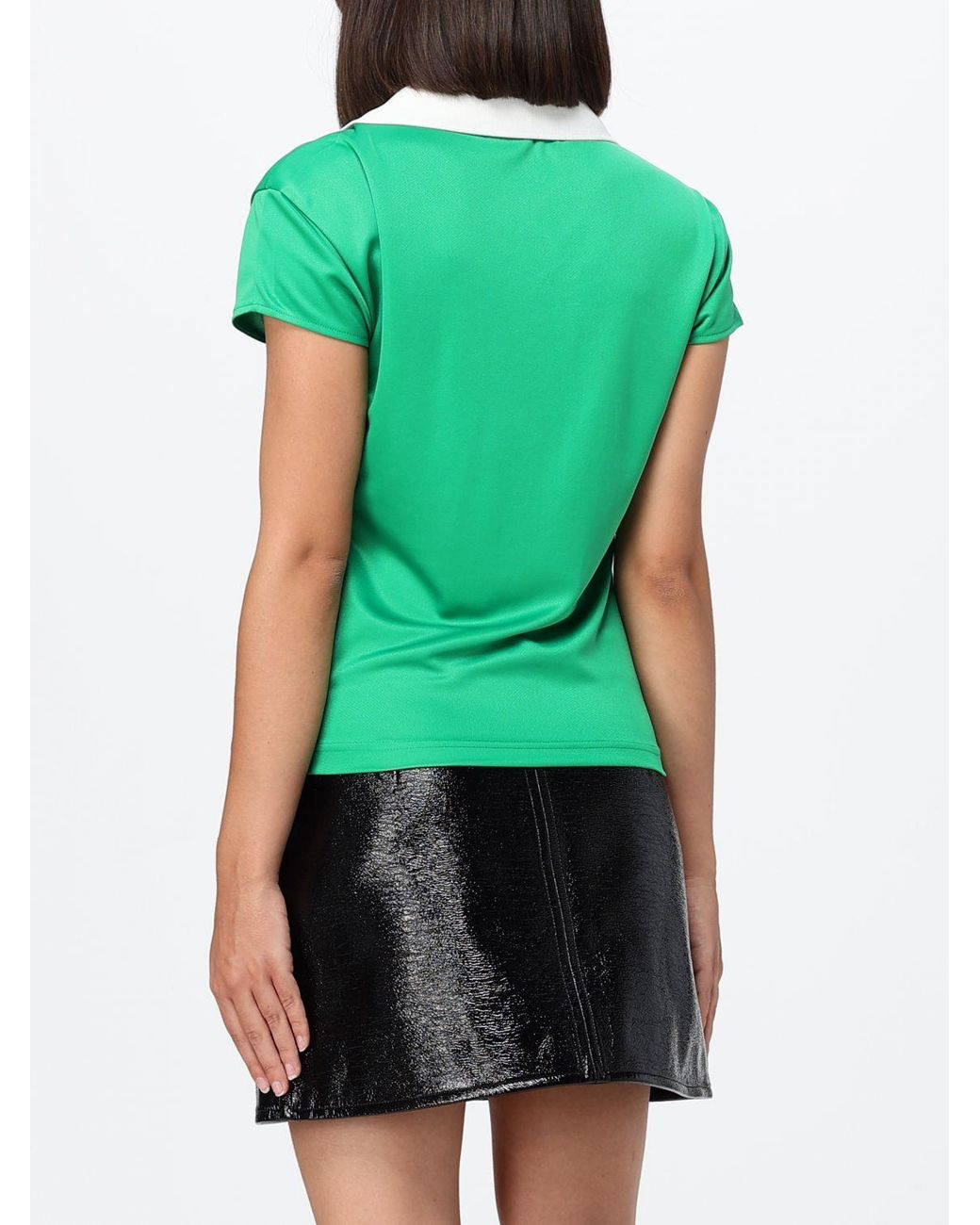 Courreges Green Courr&Egrave	Ges Slim Fit Polyester Polo T-Shirt With Contrast Piping
