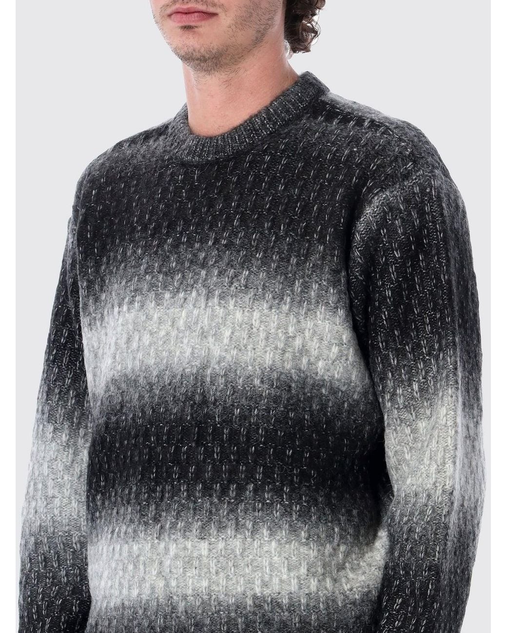 Jersey De Cuello Redondo En Mezcla De Lana Relaxed Fit Con Estampado Abstracto Obey de hombre de color Gray
