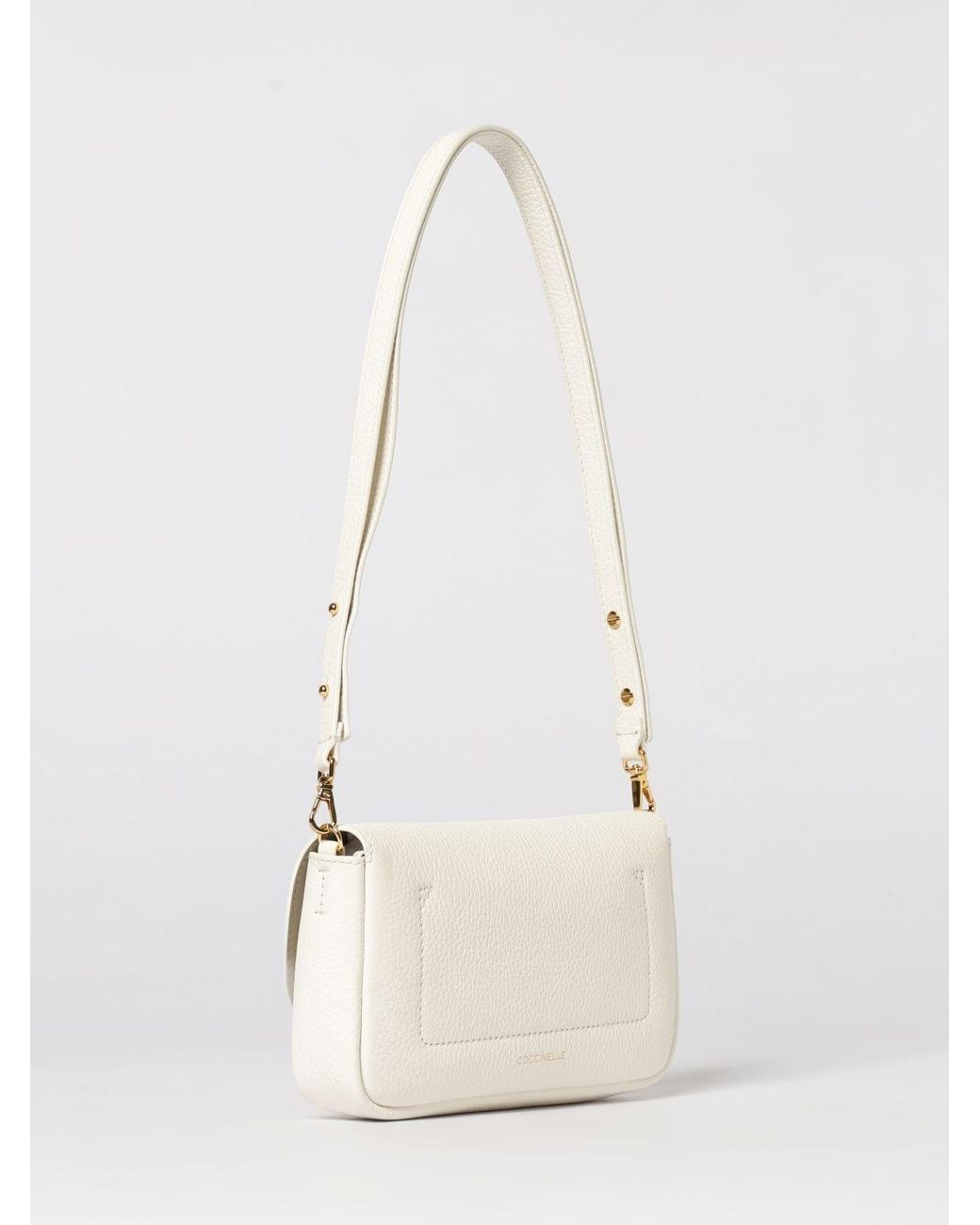 Coccinelle White C-Me Lock Mini Hammered Leather Bag