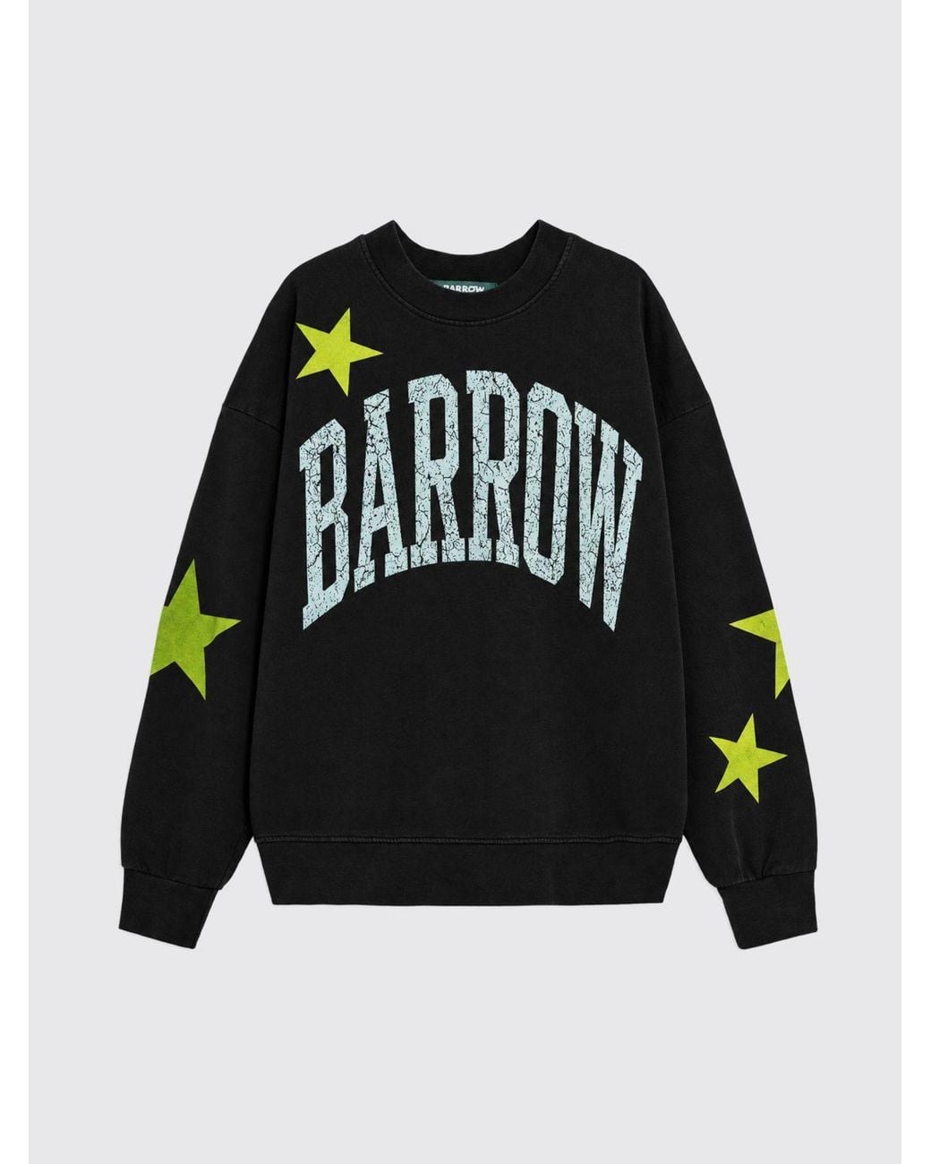 Barrow Blue Cotton Crewneck Sweatshirt With Contrasting Logo And Star Print for men